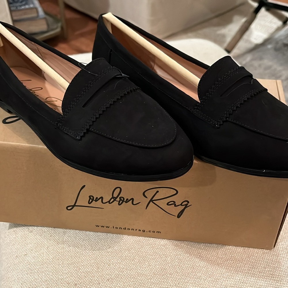 London Rag Black Pippa Suede Flat Loafers/NIB/9 - Picture 6 of 11